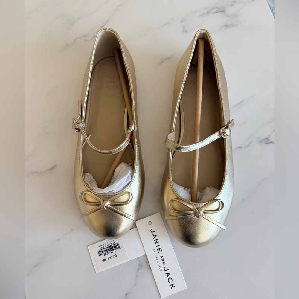Janie and Jack Shimmering Gold Kids Dress Shoes